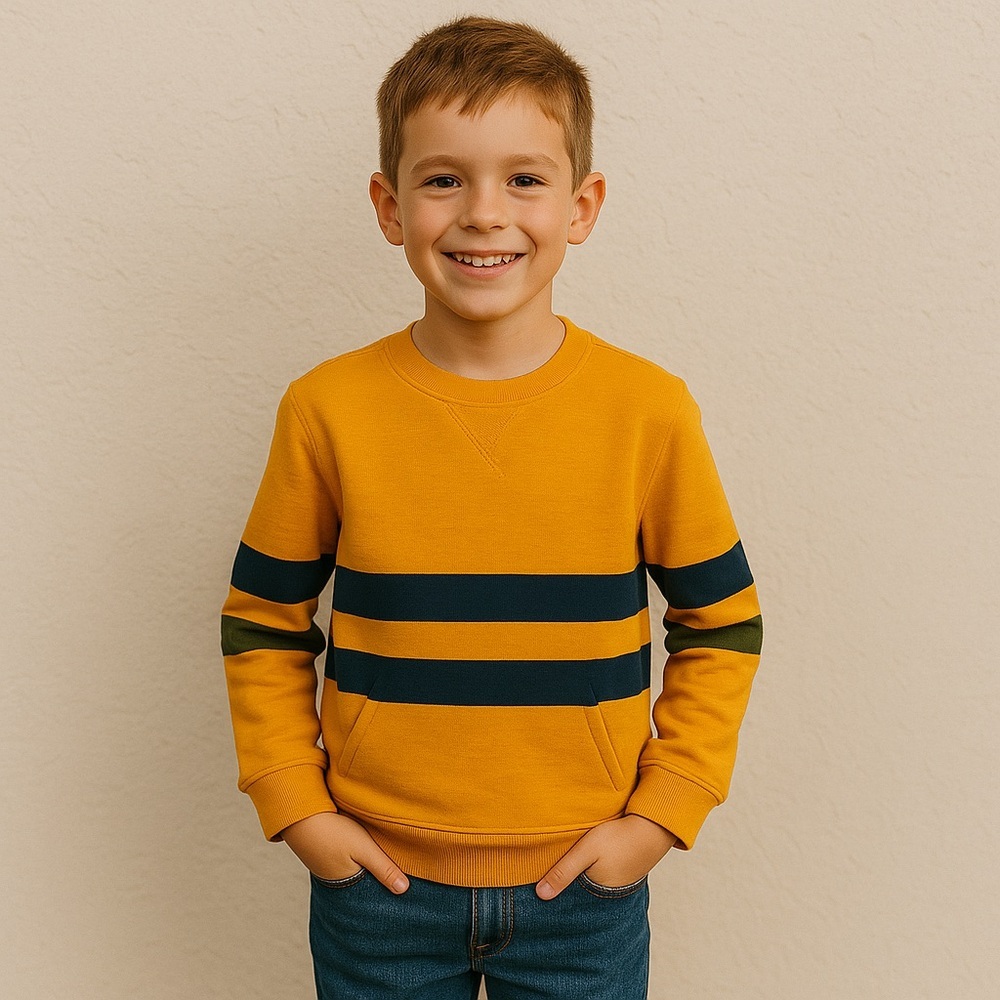 Gap Kids Boys Gold Striped Long Sleeve Rugby Shirt M (8) Like New